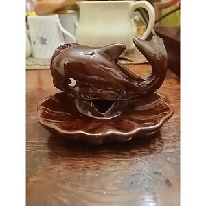 Vintage Ceramic Whale Ash Tray/Trinket Dish/Incense Holder -Blow Hole for Smoke